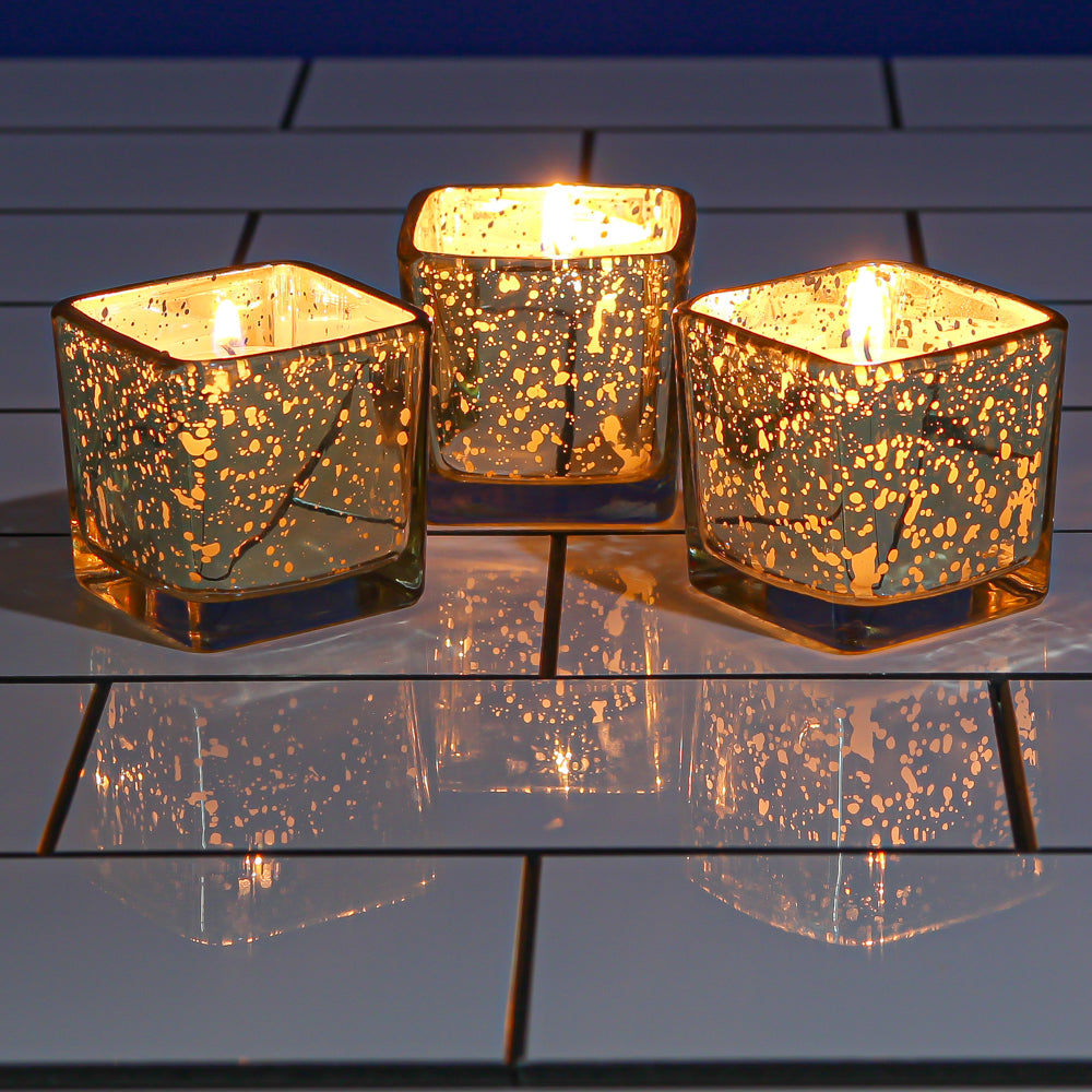 Richland Metallic Gold Mercury Square Votive Holder Set Of 12 - Save-on 