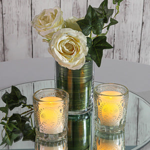 Richland Textured Glass Holders and LED Votive Candles Set of 12