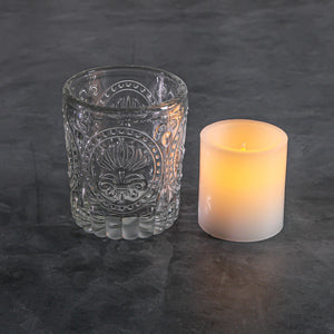 Richland Textured Glass Holders and LED Votive Candles Set of 12