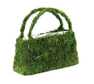 Natural Preserved Moss Covered Purse Planter 10.5"