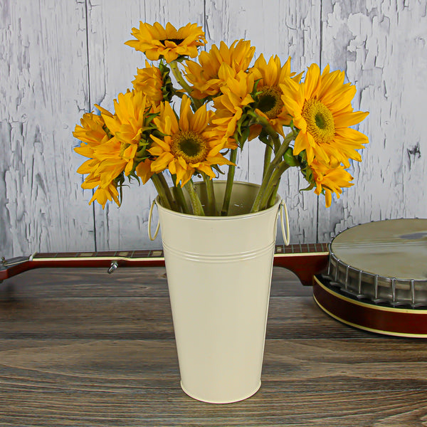 11 White Flower Market Buckets with Handles