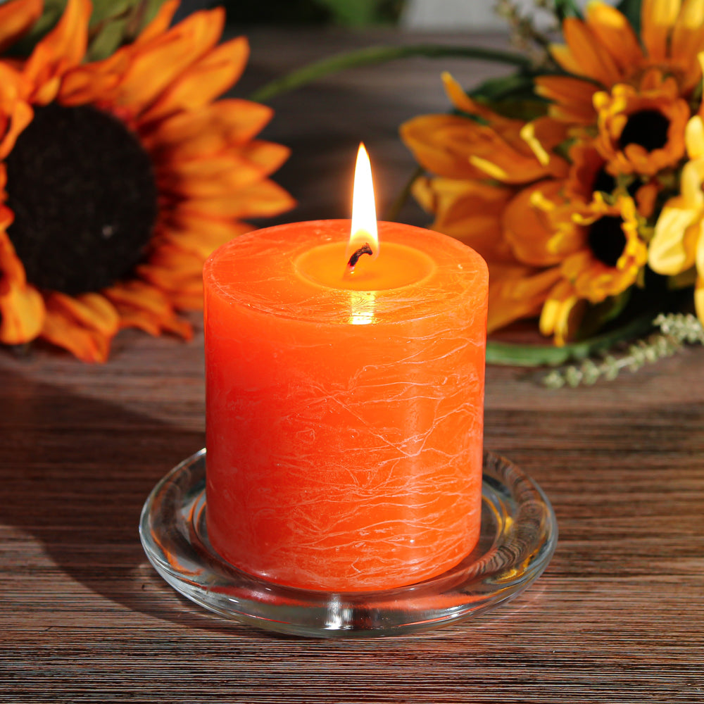 Richland Rustic Pillar Candle 3"x 3" Orange