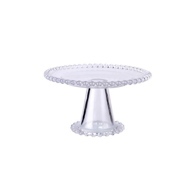 Mud Pie Classic Beaded Wood Cake Stand with Server
