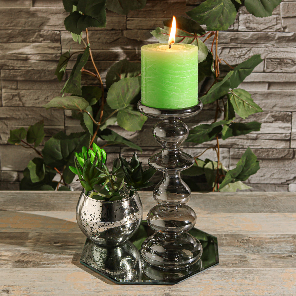 Richland Rustic Pillar Candle 3"x 3" Green Set of 48