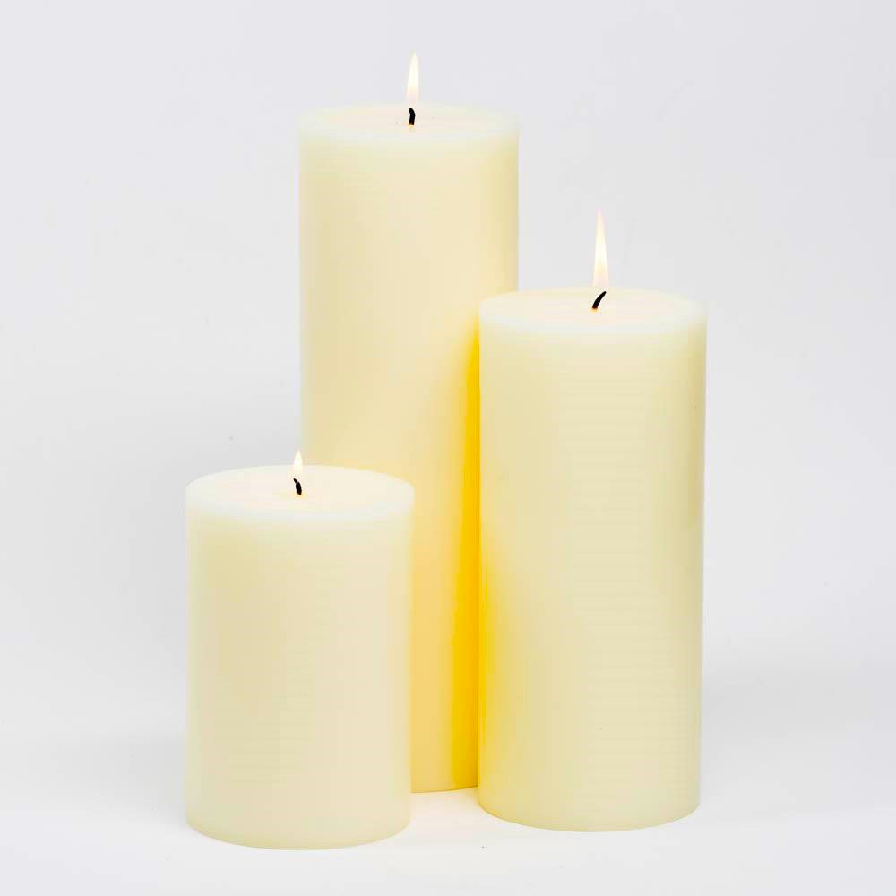 Richland Pillar Candles 4"x4", 4"x6" & 4"x9" Ivory Set of 18