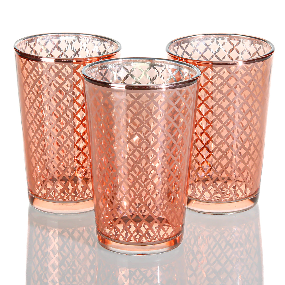 Richland Rose Gold Lattice Glass Holder Large Set Of 6 Save On Crafts 0775