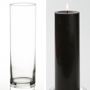 Richland Pillar Candle 9" & Eastland Cylinder Holder 10.5 inch Set of 12 (Choose your Color)