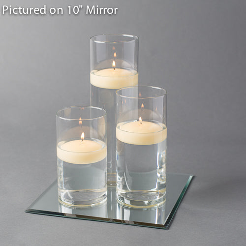 Eastland Square Mirror and Cylinder Vase Centerpiece with Richland 3" Floating Candles Set of 48