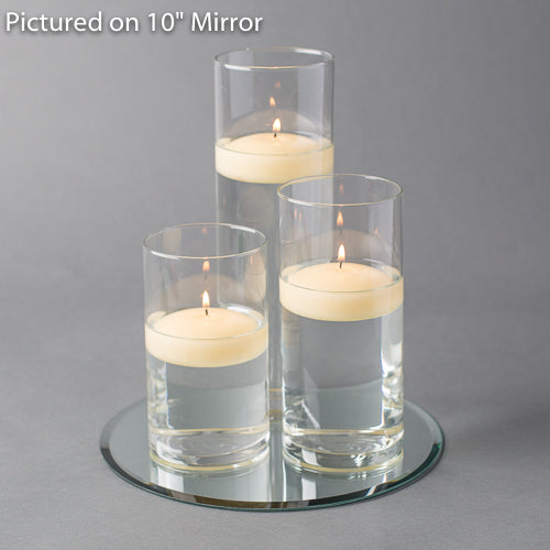 Eastland Round Mirror and Cylinder Vase Centerpiece with Richland 3" Floating Candles Set of 48