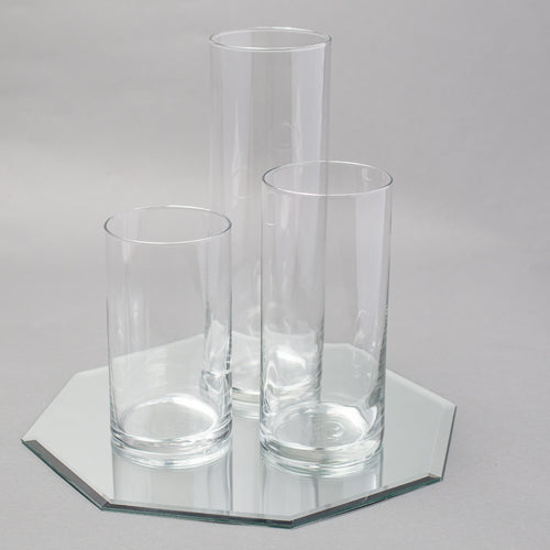 Eastland Octagon Mirror and Cylinder Vase Centerpiece Set of 4