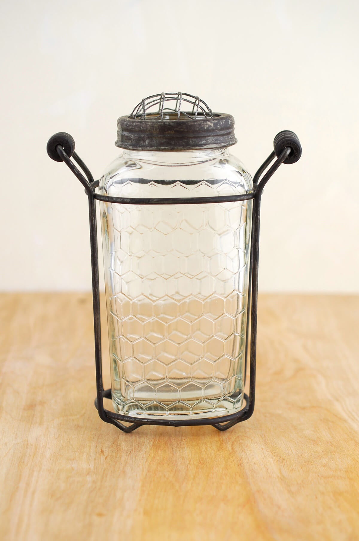 Tall Glass Jar With Chicken Wire 13 Inch