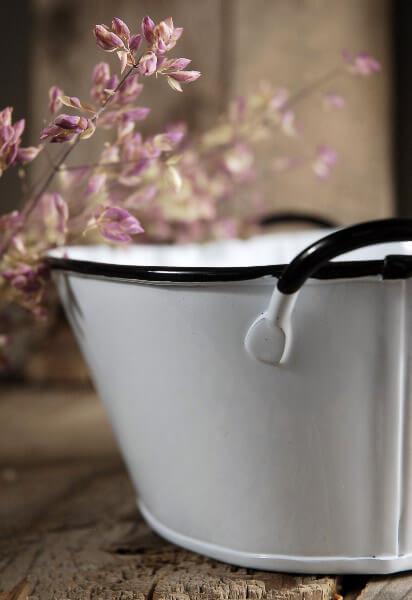 White Enamel 10 Bucket with Swivel Handle - Quick Candles